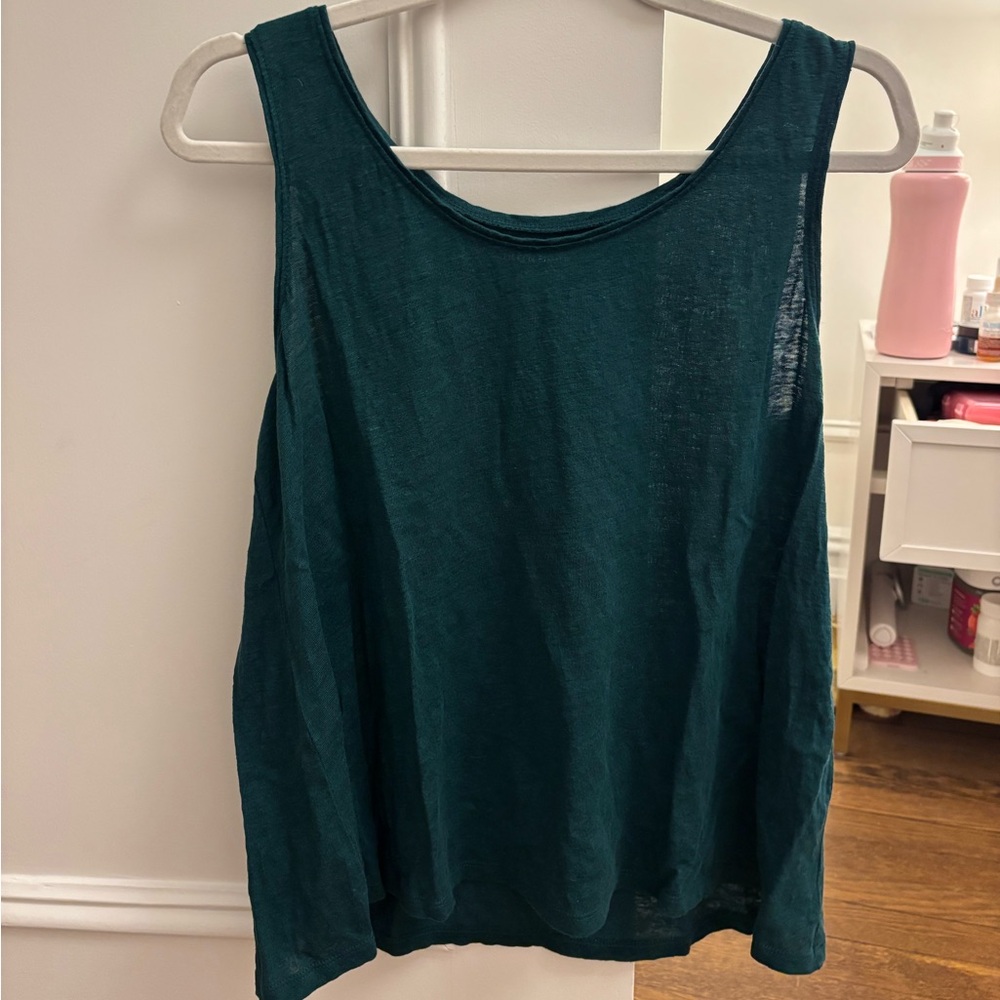 Eileen Fisher Deep Teal‎ 100% Linen Jersey Tank